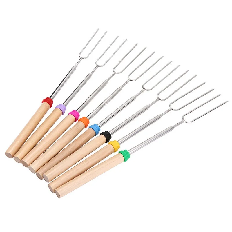 

8 a Pack Outdoor Recreation Picnic Camping Stainless Steel Barbecue Fork Folding Fork Titanium Spork Sarten Camping