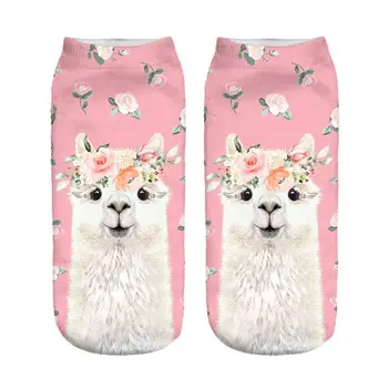 

Pink Rose Wreath Llama Hosiery Printing Socks New Hot Women Girl Funny Meias Low Cut Ankle Sock Calcetines Christmas Gift Socks