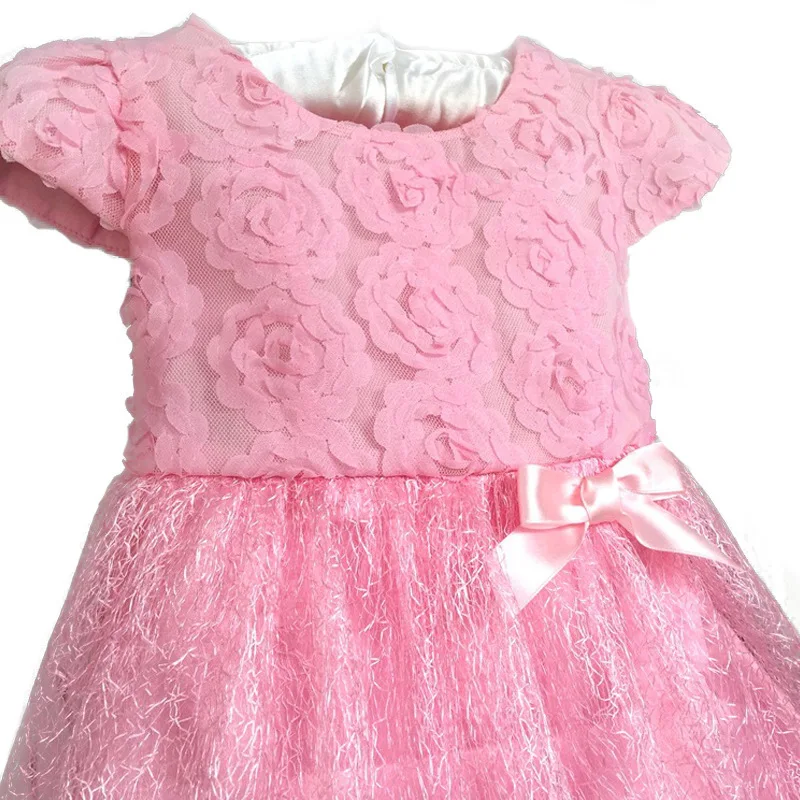 Розничная, коллекция года, летняя праздничная одежда для малышей с бантом бальное платье для детей, детское платье-пачка для девочек, платье для малышей Одежда для маленьких девочек розового цвета
