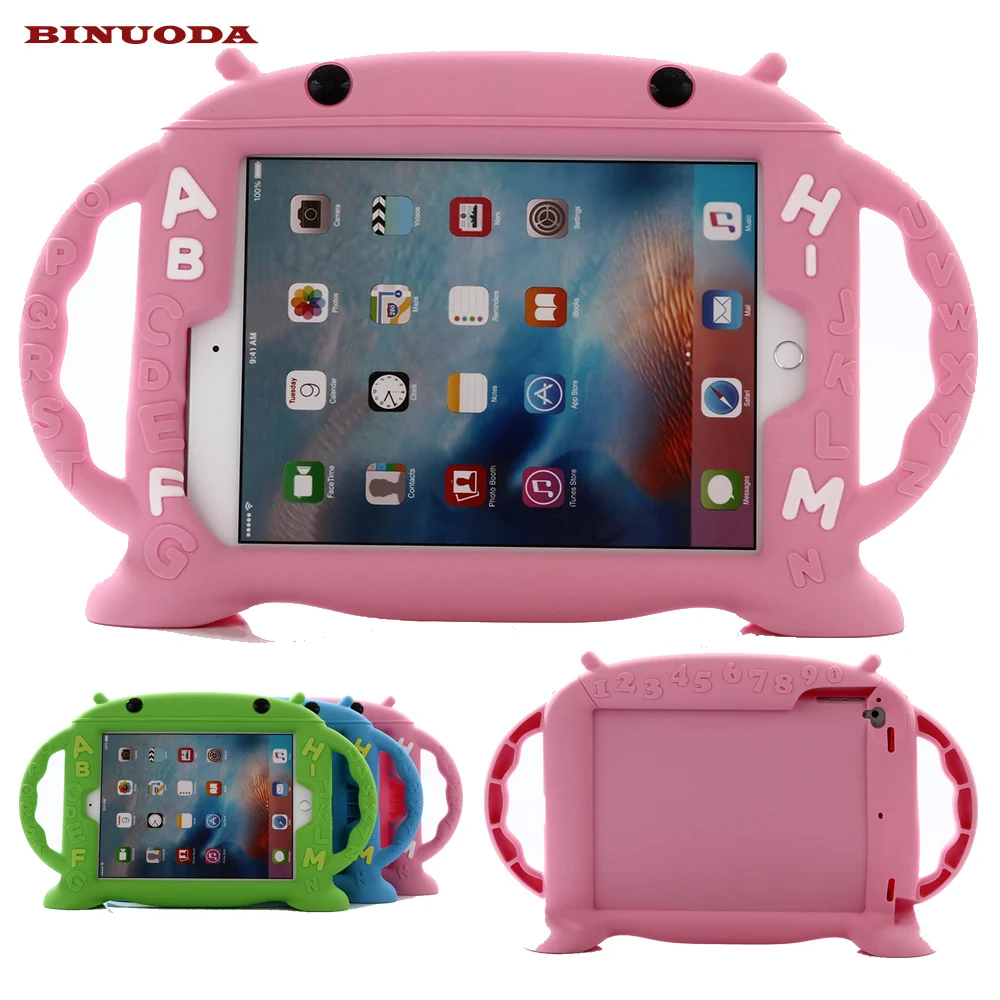 

Kids Baby Safe Shockproof Cover Soft Silicone Case For iPad Air 2 Pro 9.7 Cartoon Stand For iPad Air New iPad 2017 Tablet Case