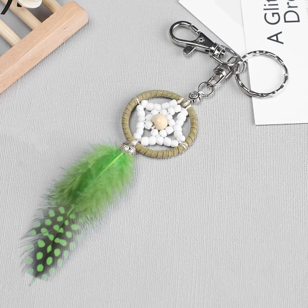 Keychains Green Dream Catcher Keychain Handmade Handcraft Feather