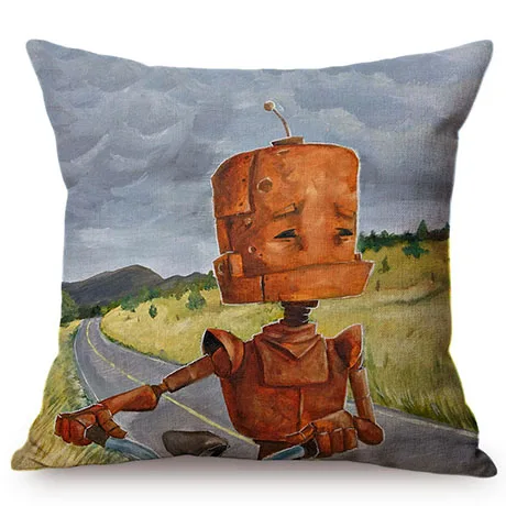Cute Cartoon Robot Funny Cosplay Home Decoration Throw Pillow Case Kindergarten Children Like Car Sofa Chair Linen Cushion Cover M092-2
