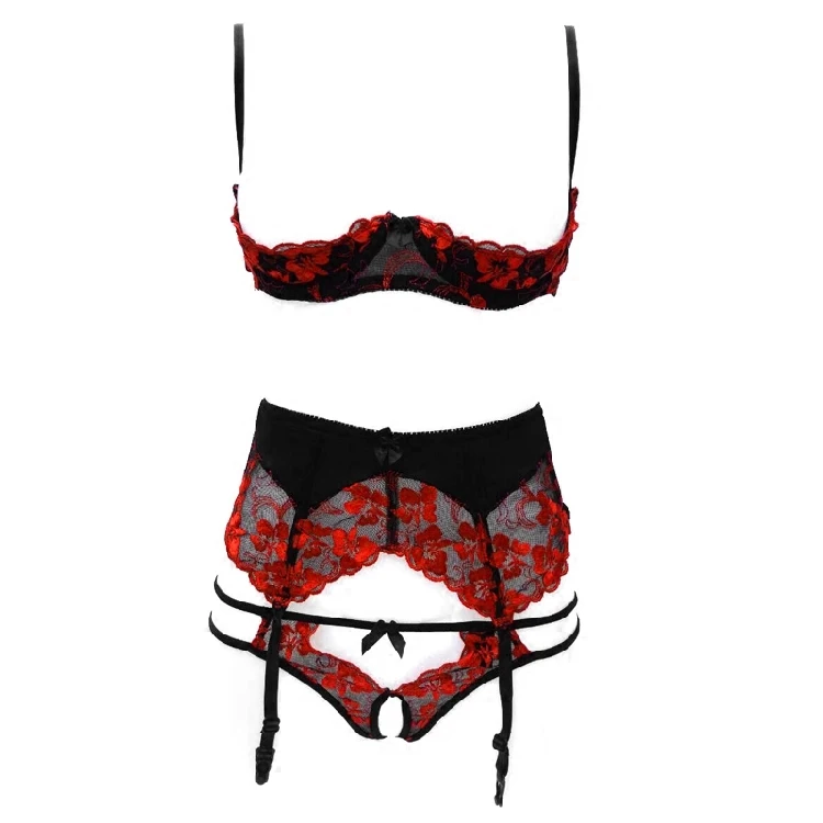 2019 Women Sexy Bra Open Cup Crotchless Panties Set Intimates Half Cup Lingerie Thin Temptation Embroidery Panty for Christmas 2019 Women Sexy Bra Open Cup Crotchless Panties Set Intimates Half Cup Lingerie Thin Temptation Embroidery Panty for Christmas