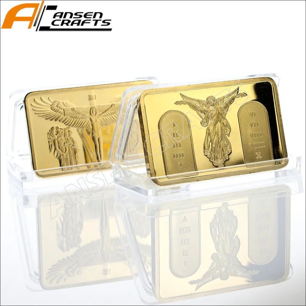 

WR Jesus Crucifixion Angels Religious Ten Commandments 1oz Gold Bars Bullion Ingot