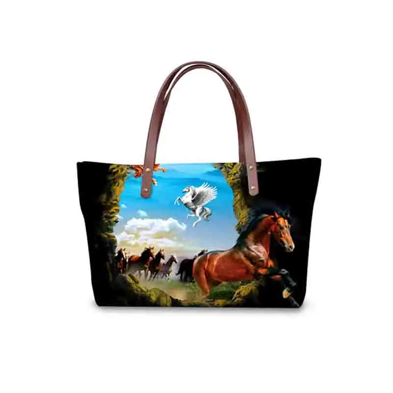 

FORUDESIGNS Crazy Handsome Horse Women Shoulder Bags 2018 Designer Tote Handbags Large Capacity Bolsas Famous Brands sac a main