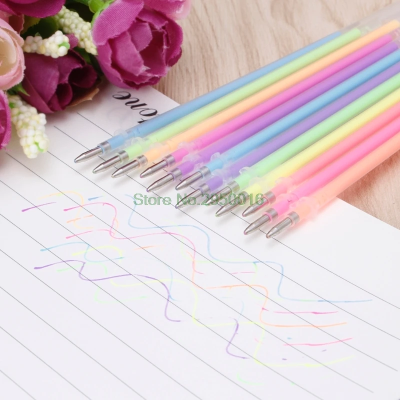 36 цветов 0,38 мм гелевая чернильная ручка для заправки блестящих неоновых пастельных канцелярских принадлежностей для школы и офиса C26