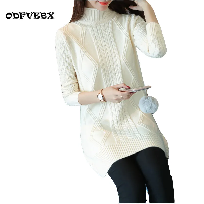 

Half-neck sweater women's autumn and winter new fashion plus size women's twist jacket medium long sweater thicken jacket Female