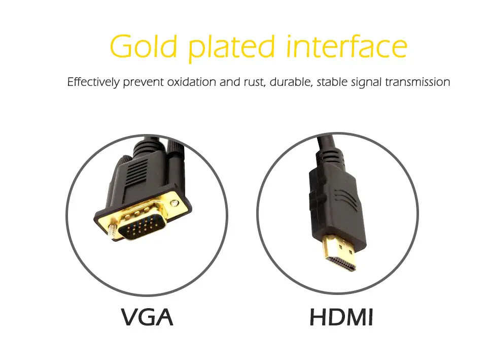 1.8m HDMI to VGA Adapter Cable Male To Male Video VGA Connector Cables for HD Player TV Projector Computer 15 pin Data cable (5)