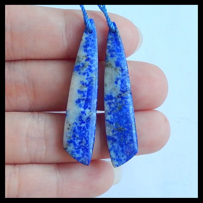 

Natural stone Lapis Lazuli Intarsia fashion Earring Bead,Semiprecious jewelry stone earring,43x9x4mm,5.2g