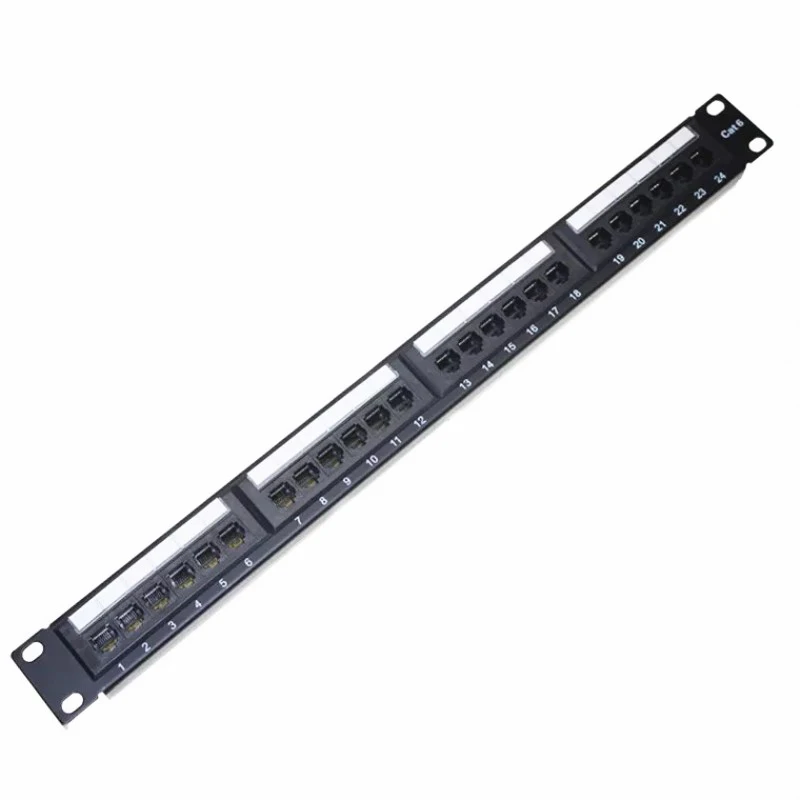Cat6 UTP RJ45 сетевой кабель Патч панель 24 порта 1U 19 дюймов позолоченный с Keystone Jacks Pass