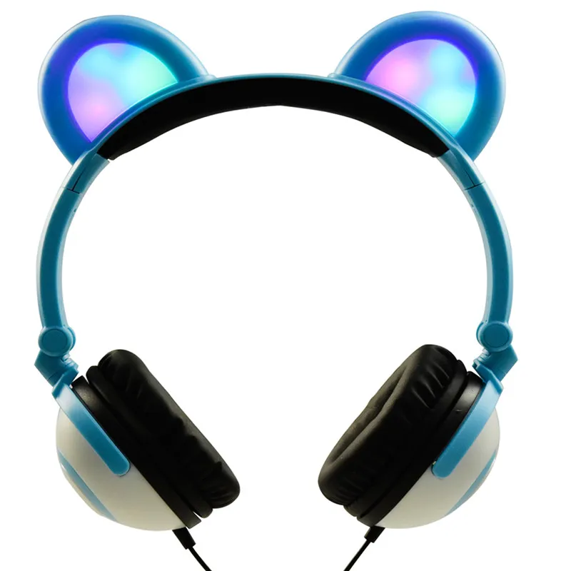 headphones наушники для телефона медведь ухо с светодио дный свет мигает гарнитура