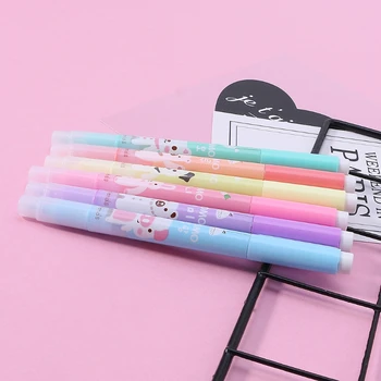 

6Pc Cartoon Cute Creative Focus Stud Highlighter Marker Pen Office School Supply