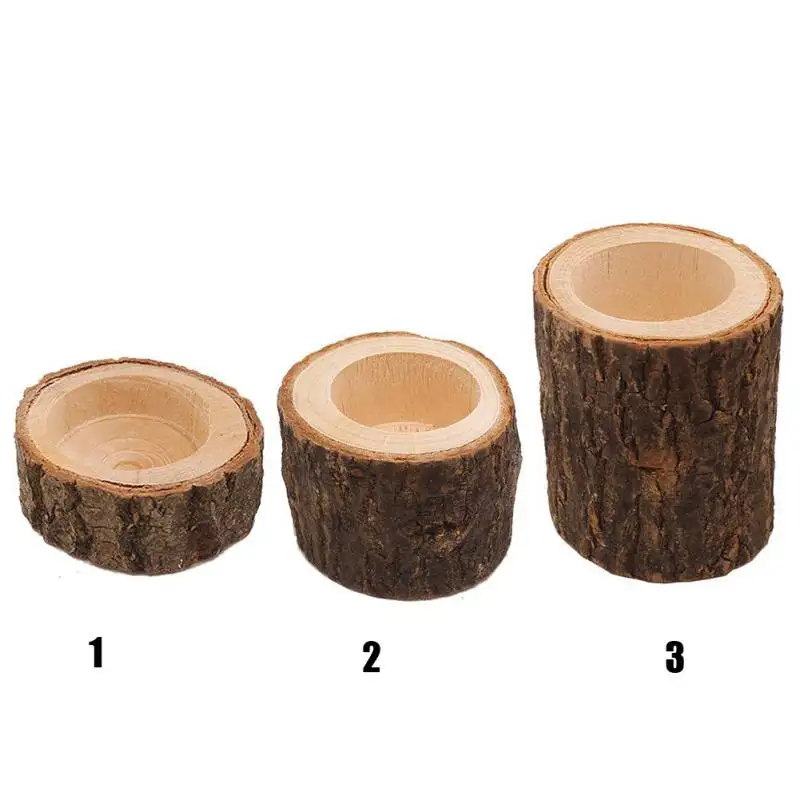 

2019 Hot Wooden Candlestick Pillar Design Tealight Candle Holder Stand Candlestick for Rustic Wedding Party Holiday Decoration