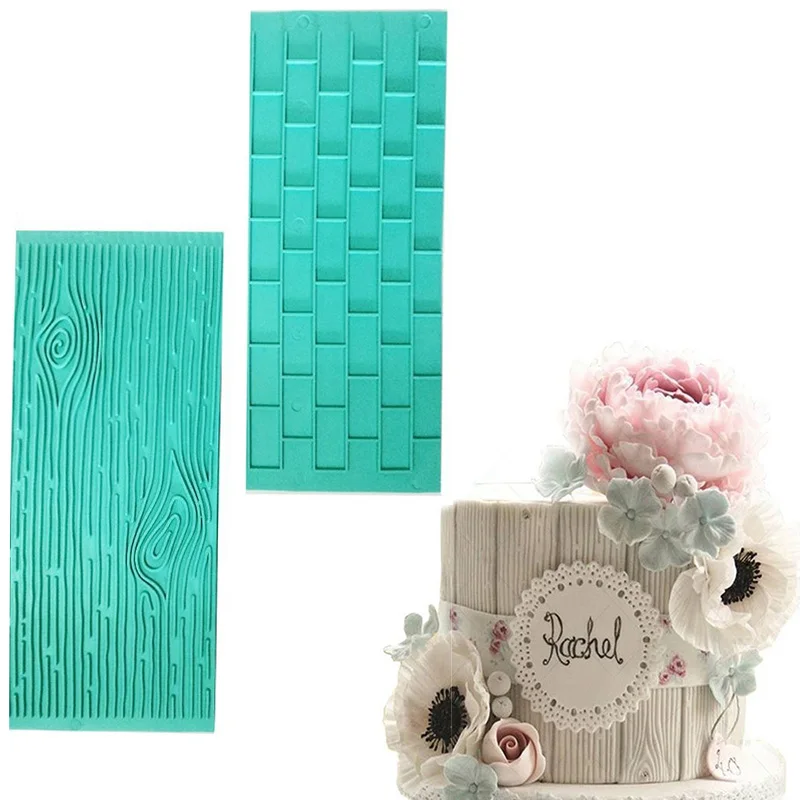 

2Pcs/lot Texture Form Silicone Mold Tree Bark Brick Wall Embossing Silicone Lace Mat fondant mold Cake Decoration Tools Bakeware