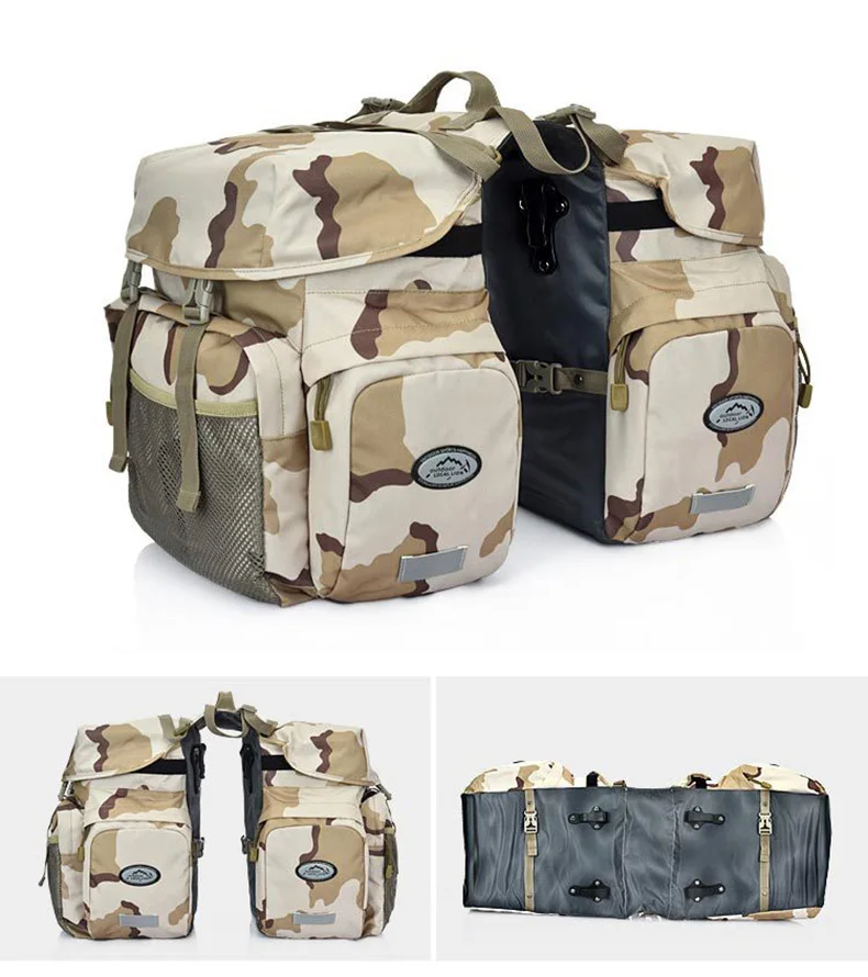 Discount Bicycle Bag Mountain Road Saddle Cycling Bags MTB Rear Double Side Rack Tail Seat Pannier Pack Bike Accessories Rain Cover XA37D 22