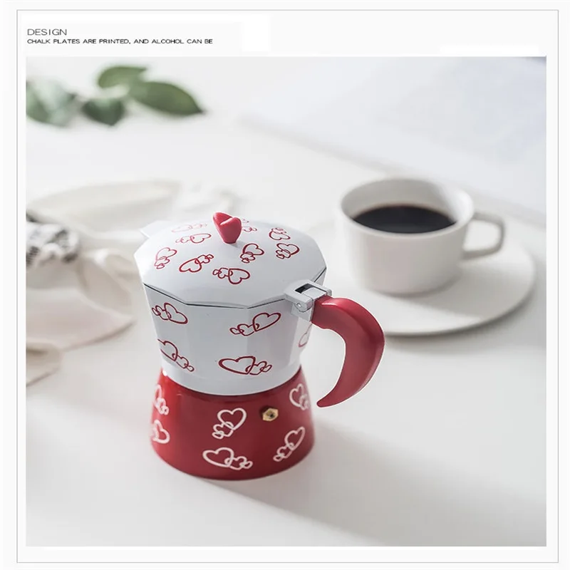 ITAX-8823 European printing Italian mocha pot hand to share pot filter pot aluminum home coffee pot ITAX-8823 European printing Italian mocha pot hand to share pot filter pot aluminum home coffee pot