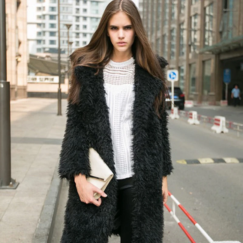 

Jocoo Jolee Fluffy Long Faux Fur Coat Women Thicken Winter Jacket European Style Women's Fashionable Coat Cardigan outerwear