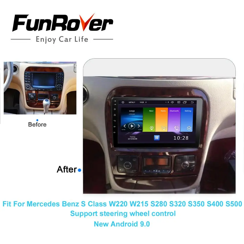 Flash Deal Funrover android 9.0 2.5D+IPS car dvd multimedia player For Mercedes Benz S Class S280 S320 S350 S400 S500 W220 W215 radio gps 1