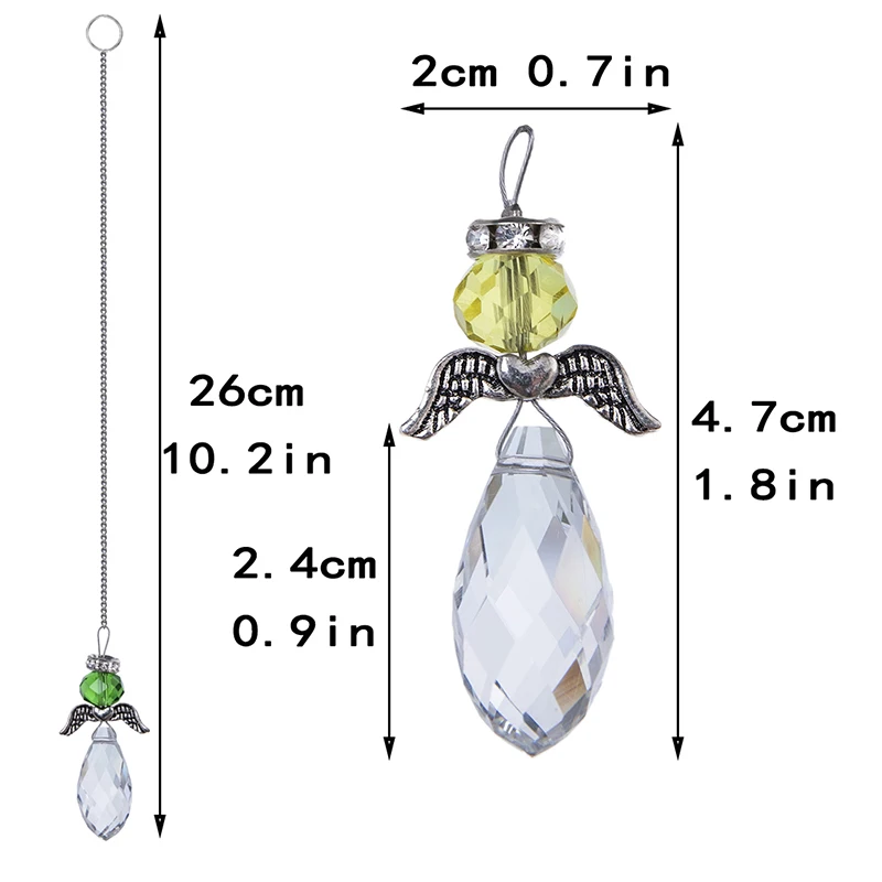 H&D Set of 7,Hanging Crystal Guardian Angel Stained Glass Suncatcher Rainbow Maker Window Curtains Ornament Xmas Gift Home Decor