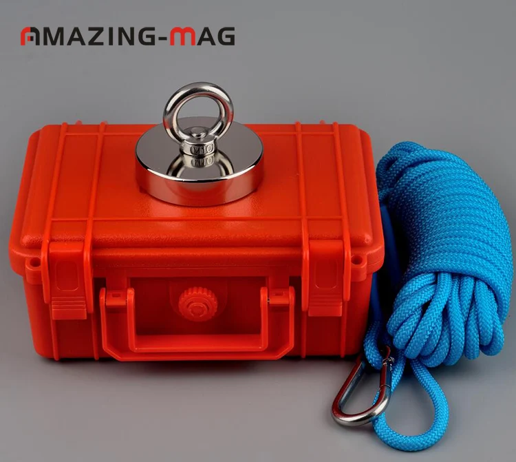 200 кг супер мощный круглый неодимовый магнит спасательные рыболовные магниты с веревочной коробкой Охотник за сокровищами Магнитный удерживающий Imanes