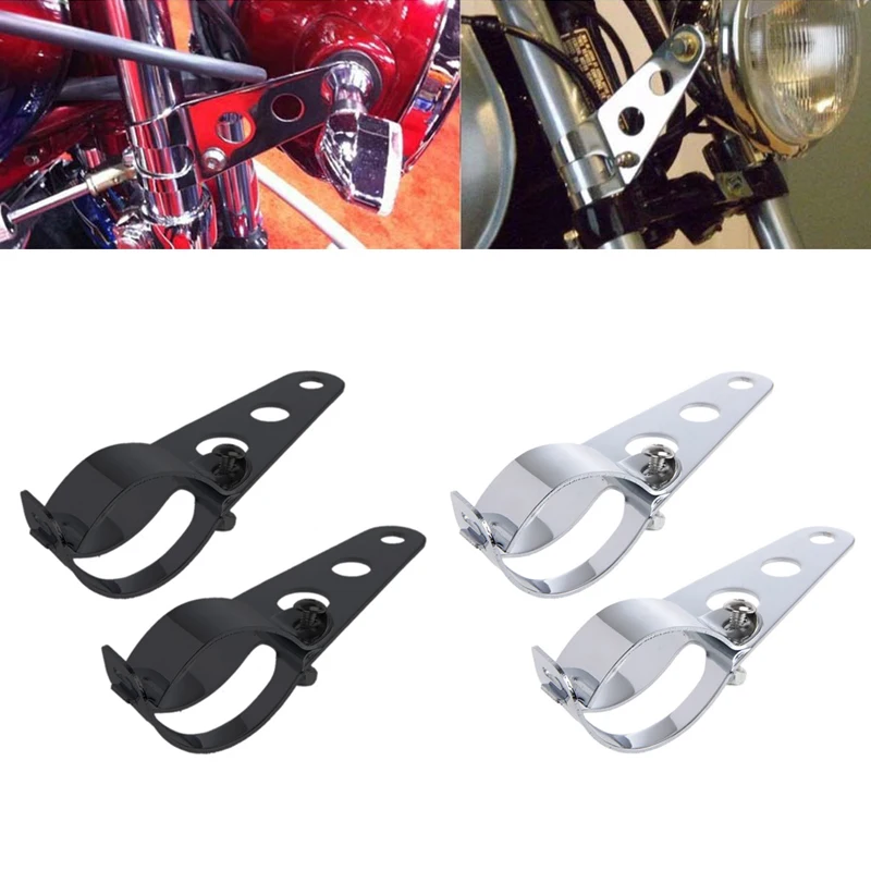 

2 Pcs Universal 33-45mm Motorcycle Headlight Mount Bracket Fork Ears For Bobber Cafe Racer High Quality Sliver