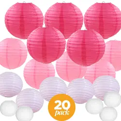 20 шт. 6 "-12" белый розовый бумажные фонарики Китайский Японский смешанный цвет разные размеры лампион для свадебной вечеринки подвесной Diy