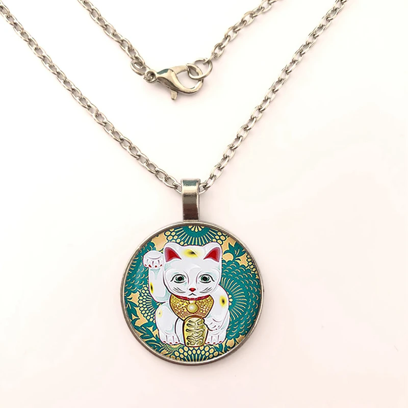 GDRGYB Maneki Neko Teal Lucky cat ожерелье. Знак с символикой cat. Ювелирные изделия счастливого