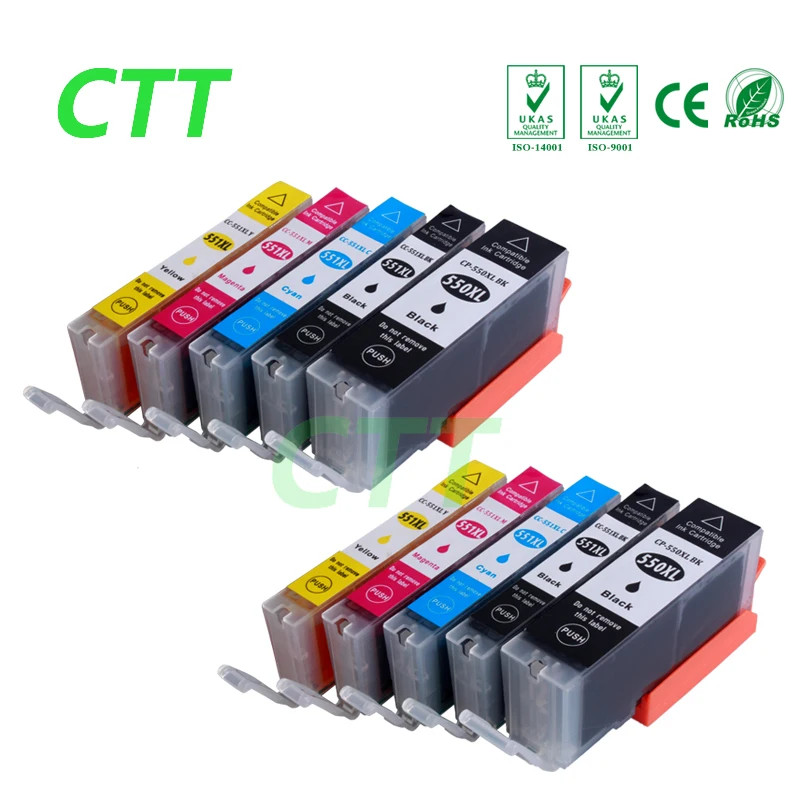 10 PCS ink cartridges compatible for Canon PGI550 CLI551 for IP7250 MG5450 MX925 MG5550 MG6450 MG5650