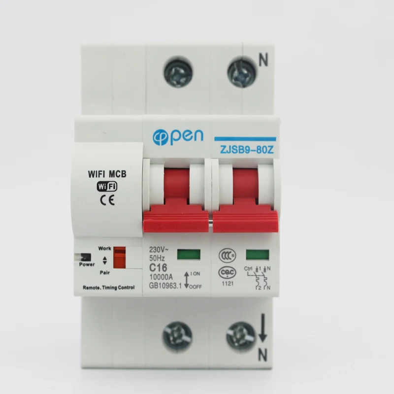 OPEN 2P 16A Remote control Wifi Circuit Breaker /Smart Switch/ Intelligent Automatic Recloser overload short circuit protection 