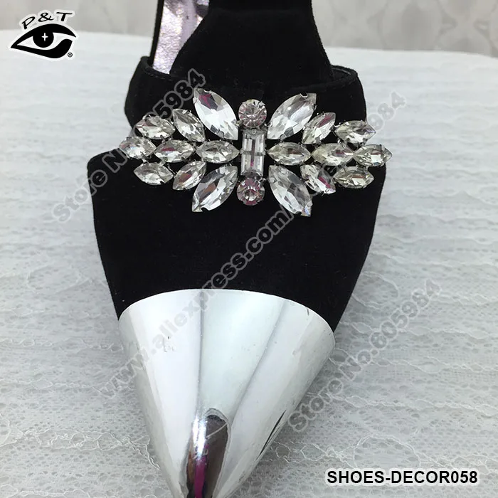 

5 Pairs/Lot 6.4x2.8cm Crystal Rhinestone High-heeled Shoe Clips Sparkly Shoe Accessories For Wedding Free Shipping