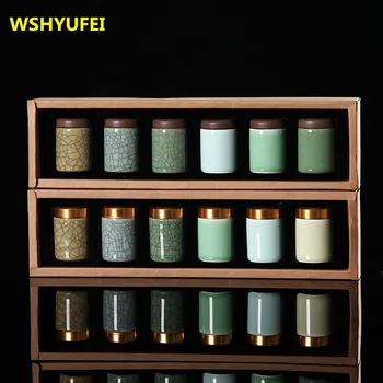 

Quality Goods Storage tank Celadon Mini Tea Pot Convenient Travel Deposit Tea Pot Ceramics Small Tea Pot Seal Up Tea Packing Box