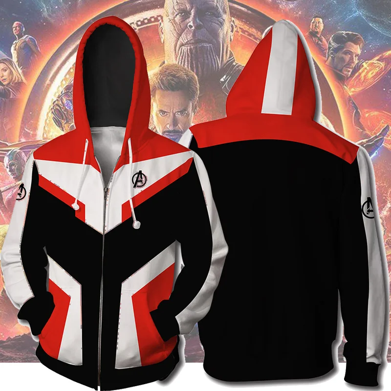 Avengers Endgame Cosplay Quantum Realm Costumes Sweatshirt Hoodie Jacket Captain Marvel Tech Hooded Superhero America Zipper