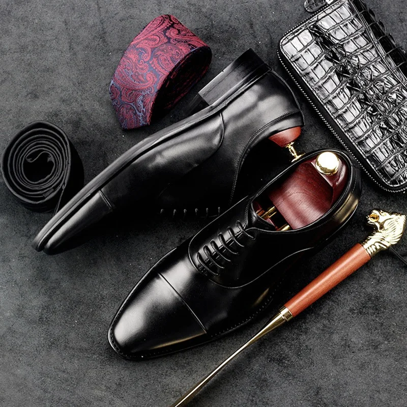 Do Apartamentos Homem Masculinos Noiva Vaca Escritório Formal Oxfords Moda Preto Ac64 Dos marrom Genuíno Sapatos Homens Italianos Desenhador Vestido Redondo Dedo Couro De Pé HqfnIxw6Hd