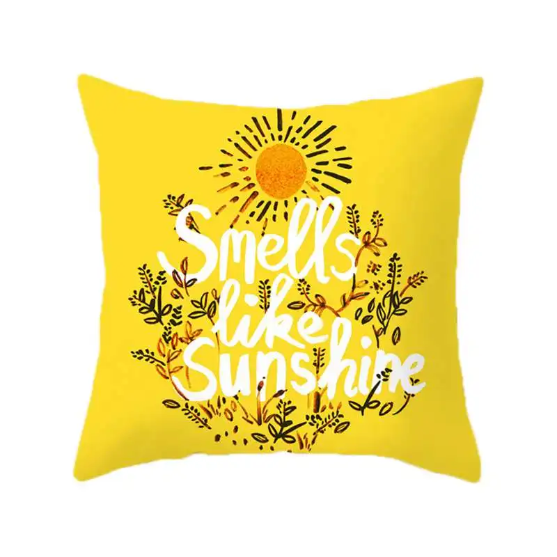 

2019 1 Pcs Nordic Square Yellow Style Peach-skin Velvet Printed Pillow Cover With Zipper