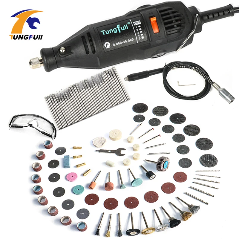 Tungfull Mini Drills 130W Drilling Machine Rotary Tool Accessory Set