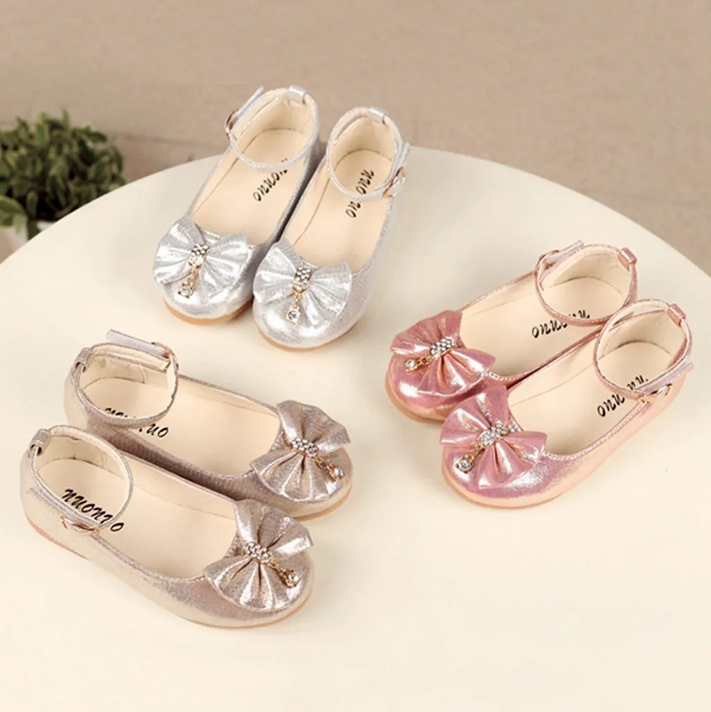

Children Kids Baby Girls Bowknot Crystal Dance Shallow Single Shoes Toddler Girl Sandals