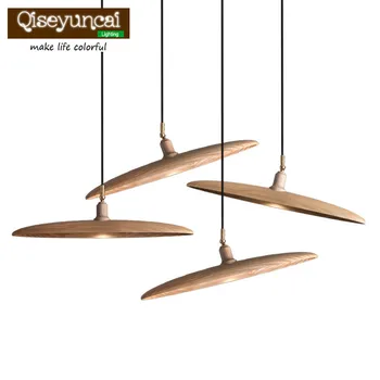 

Qiseyuncai Modern simple solid wood art carving Fishing line Chandelier restaurant living room creative lighting