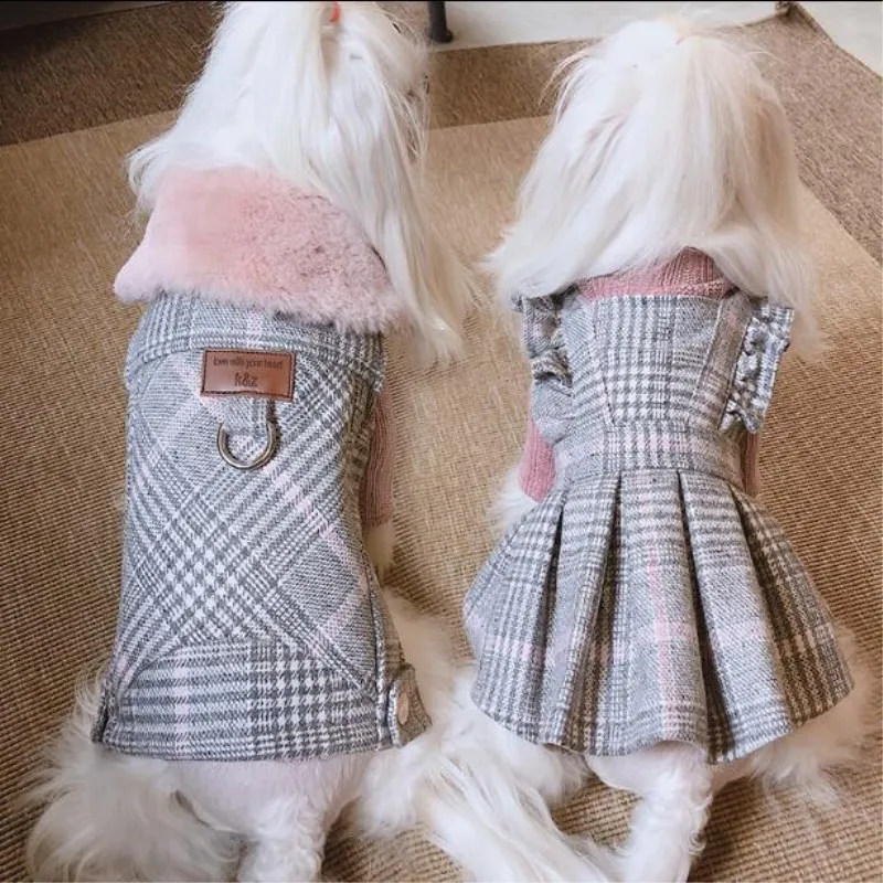 

Luxury Winter Dog Woolen Clothes With Fur Collar Puppy Yorkshire Dogs Jacket Coat Clothing For Small Medium Pet Chihuahua