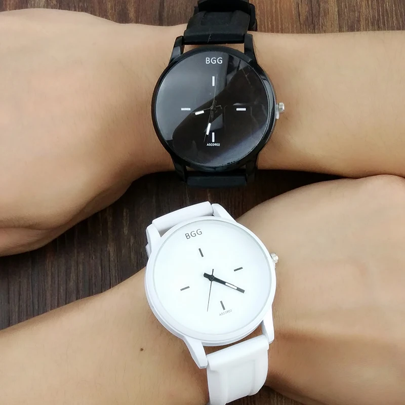 

Original Soft Silicone Strap Jelly Quartz Watch Big Dial Wrist watches for Women Ladies Lovers BGG Brand Black White Woman Clock