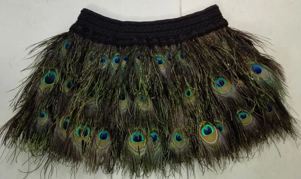13.7"(35 см) пера павлина мини-юбка с широким эластичная резинка на талии# skt16013