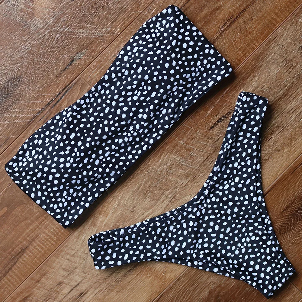 

Strapless Bikini 2018 Brazilian Swimsuit PaddedBikini Set Summer Halter Bandage Bathing Suits Dot Swimwear Women Swimming Suit
