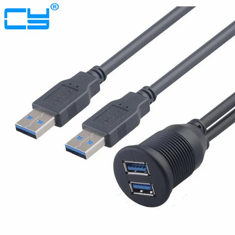 2 Порты Dual USB 3.0 удлинитель AUX флеш крепление Автомобильный кабель-удлинитель для автомобилей Грузовик Лодка Мотоцикл Dashboard Панель -1 m/2 m