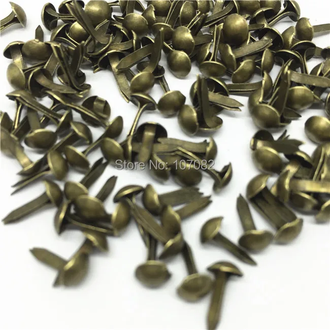 500pcs/lot 9x5mm Metal Antique Brass Brads For Scrapbooking