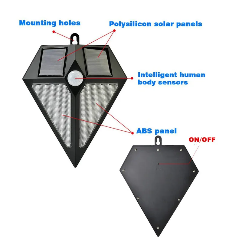 6LED Солнечный настенный светильник умный ПИР человеческого тела индукционный сад солнечный светильник «Алмаз» Открытый водонепроницаемый