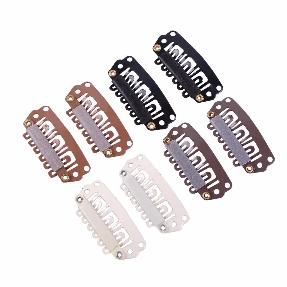 Wholesale 100pcs 28mm U Tip Snap Metal Clips With Silicone Back For Hair Extensions/Wig/Weft