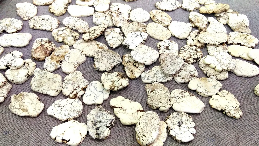 

10pcs natural white Turquoise Cabochon 40-60mm (2")Slab Stone stopper Phone Sockets Pop Grips Magnesite Free Form phone ,belt