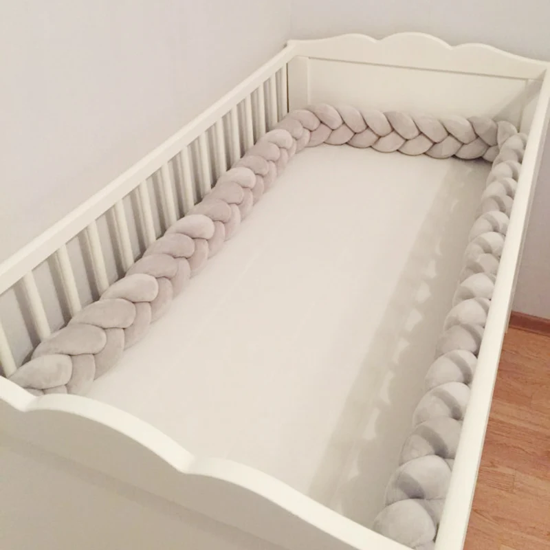 

1M-3M Customized Baby Bed Bumper 3 Ply Baby Handmade Knot Crib Sides Newborn Bed Bumper Long Knotted Braid Pillow Room Decor