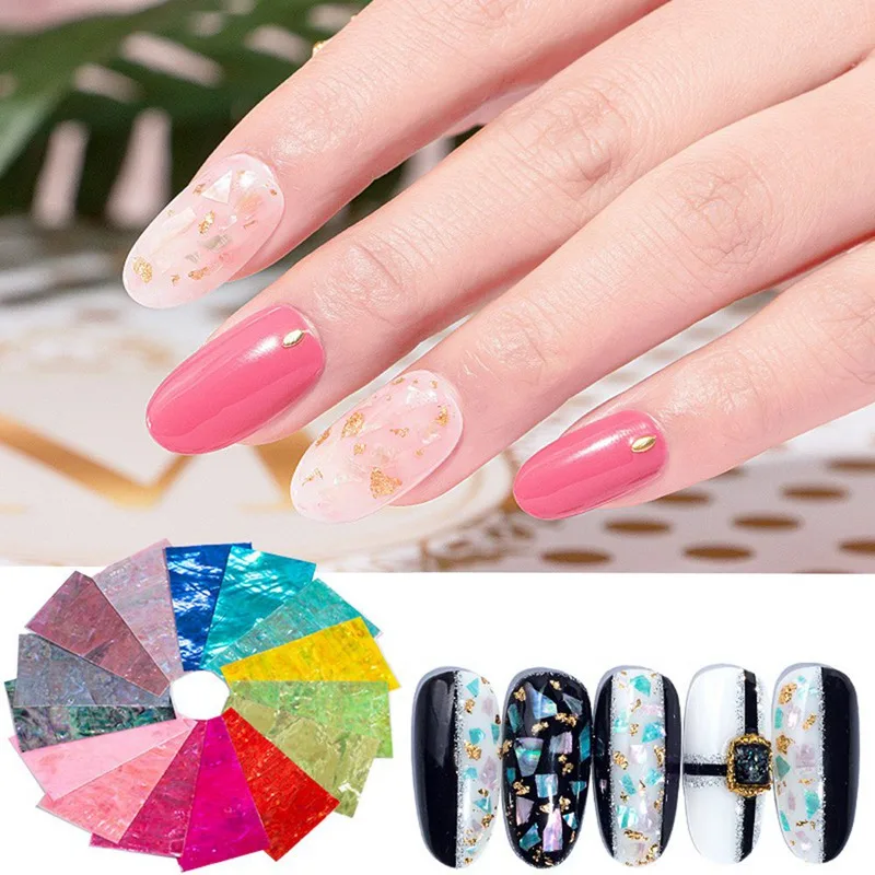Solid Color Full Cover Nail Stickers Shell Adhesive Nail Wraps DIY Ultra-thin Nail Art Decoration Sticker For Ladies
