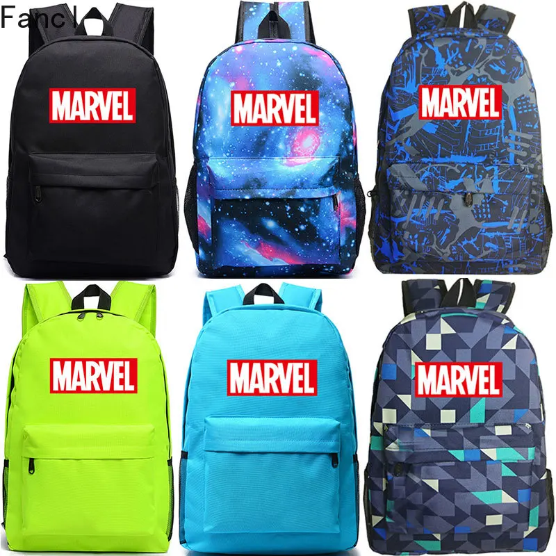

2019 New Colorful Marvel Letter The Avengers Boy Girl School bag Women Bagpack Teenagers Schoolbags Canvas Men Student Backpacks
