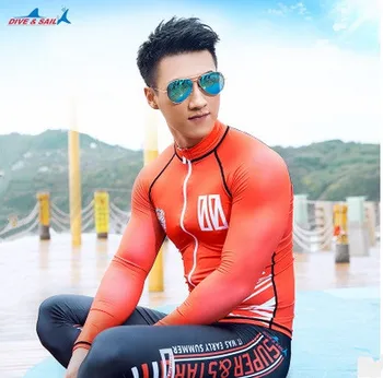 

Long Sleeve Men Sunscreen Surfing Rashguard Sun Protection Wetsuit Jellyfish Proof Diving Suit Swim Shirts Surfing Sailing Cloth